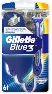 Gillette Blue3 Jednorazowe Maszynki Do Golenia Dla Mężczyzn, 6 sztuk