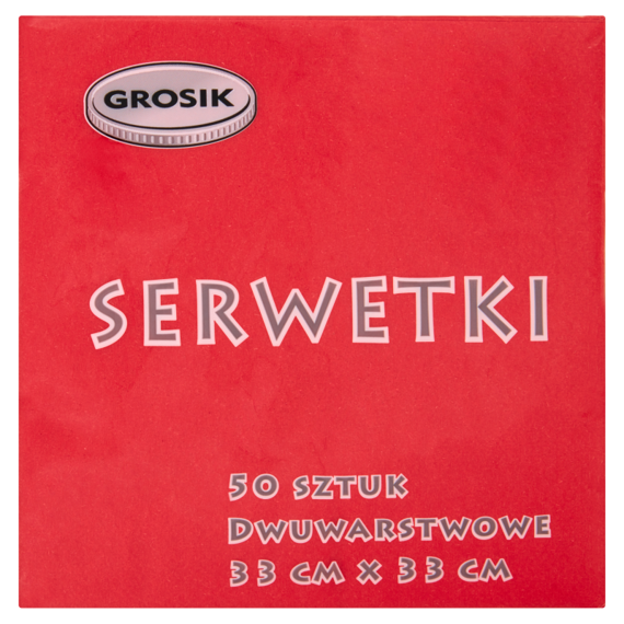 Grosik Serwetki dwuwarstwowe czerwone 33 cm x 33 cm 50 sztuk