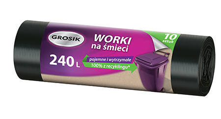 Grosik Worki na śmieci Mocne 240L 10 sztuk czarne