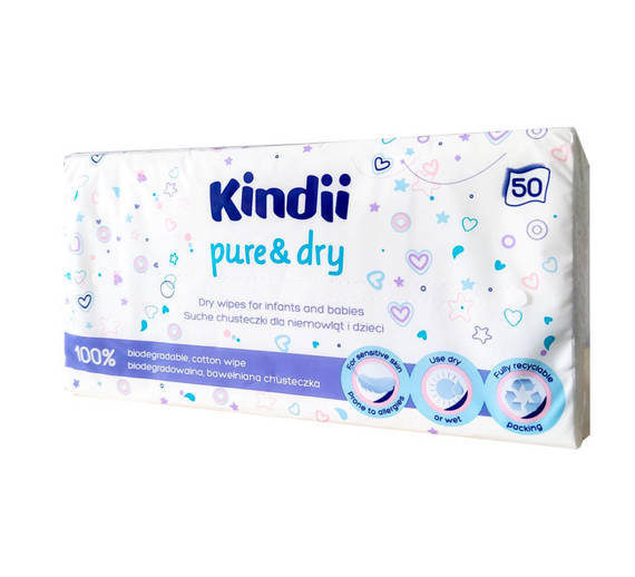 Kindii pure& dry Suche chusteczki dla dzieci 1 x 50 szt.