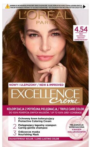 L'Oréal Paris Excellence Creme Farba do włosów 4.54 Brąz mahoniowo-miedziany