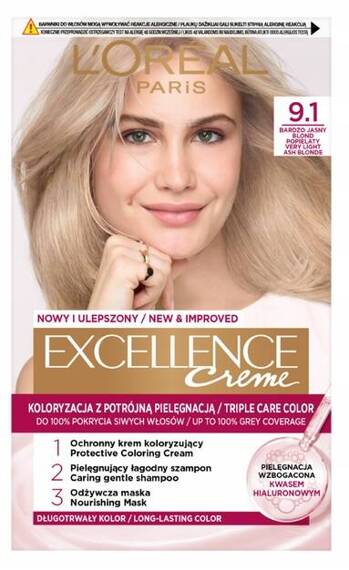 L'Oréal Paris Excellence Creme Farba do włosów 9.1 Bardzo jasny popielaty blond 