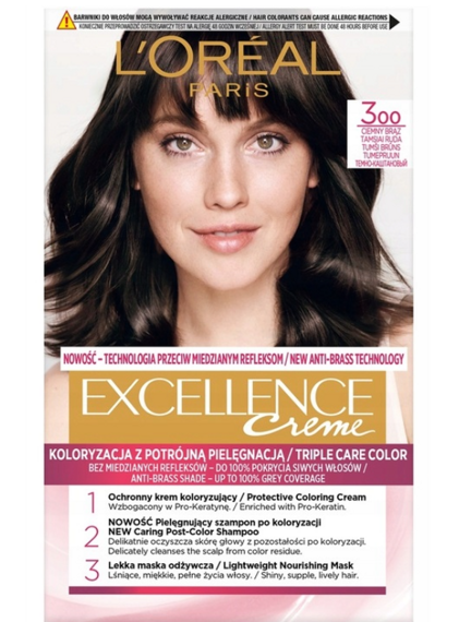 L'Oréal Paris Excellence Farba do Włosów 300 Ciemny Brąz