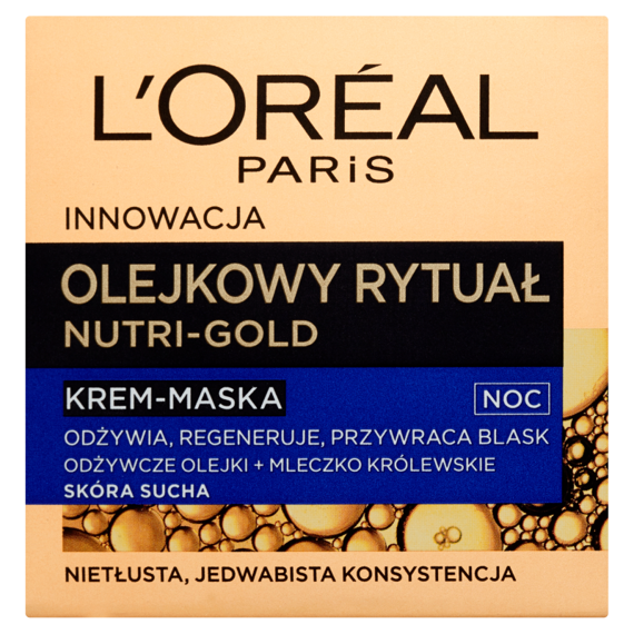 L'Oreal Paris Nutri-Gold Olejkowy Rytuał Krem-maska na noc skóra sucha 50 ml