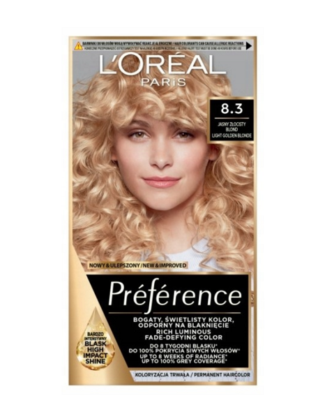 L'Oréal Paris Préférence Farba do włosów 8.3 Cannes Jasny Złocisty Blond