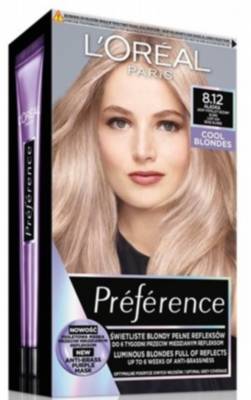 L'Oreal Preference Farba Do Włosów 8.12 Popielaty Beżowy Blond  Alaska