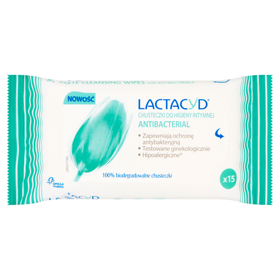 Lactacyd Antibacterial Chusteczki do higieny intymnej 15 sztuk