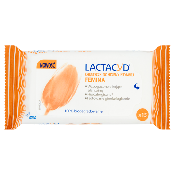 Lactacyd Femina Chusteczki do higieny intymnej 15 sztuk