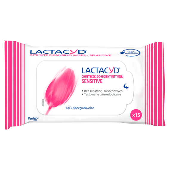 Lactacyd Sensitive Chusteczki go higieny intymnej 15 sztuk