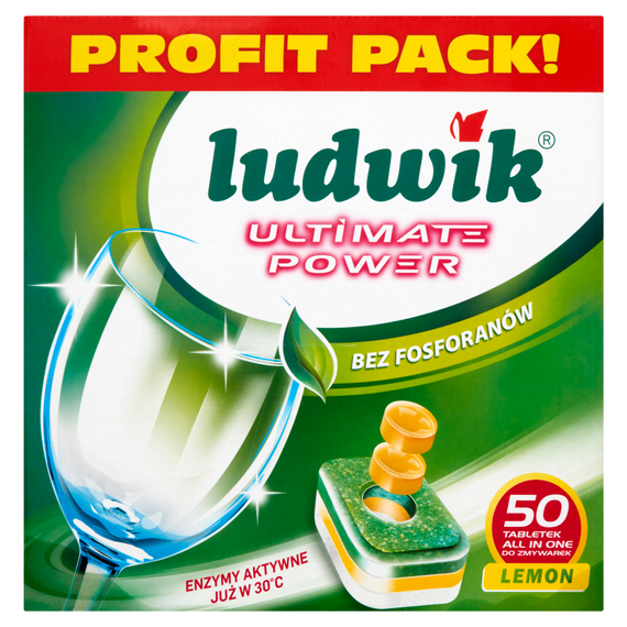 Ludwik Ultimate Power All in one Lemon Tabletki do zmywarek 900 g (50 sztuk)