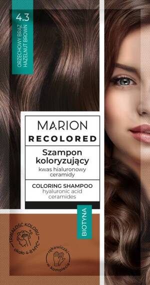 Marion Recolored Szampon koloryzujący Szamponetka 4.3 Orzechowy Brąz 35ml