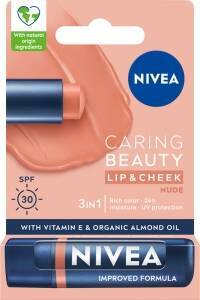 NIVEA CARING BEAUTY 3w1 NUDE Pomadka do ust policzków z filtrem SPF30 4,8g