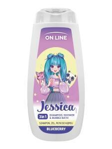 On Line Kids JESSICA Szampon Żel i Płyn do Kąpieli dla dzieci 3w1 400 ml