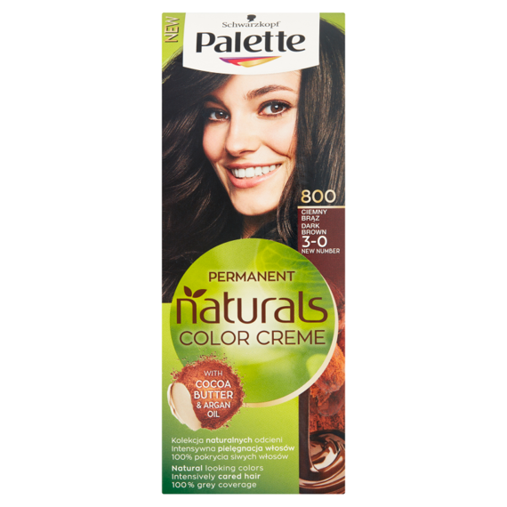 Palette Permanent Naturals Color Creme Farba do włosów ciemny brąz 800 (3-0)