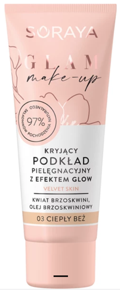 SORAYA Glam Make-up Kryjący podkład pielęgnacyjny z efektem glow, 03 ciepły beż