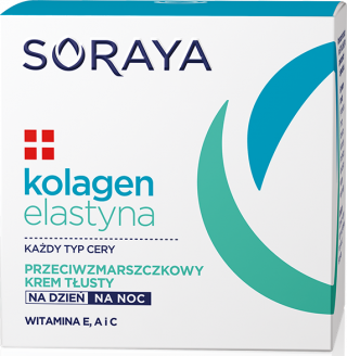 Soraya KOLAGEN+ELASTYNA Przeciwzmarszczkowy krem tłusty na dzień i na noc  50ml