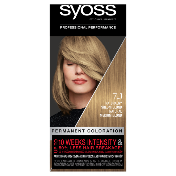 Syoss Permanent Coloration Farba do włosów trwale koloryzująca 7-1 naturalny średni blond