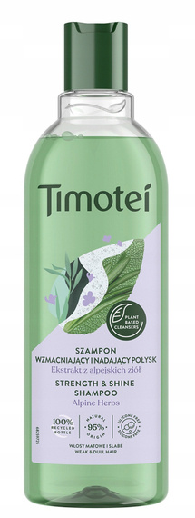 Timotei Wzmacniający i nadający połysk Szampon do włosów matowych i słabych z ekstraktem z alpejskich ziół 400 ml