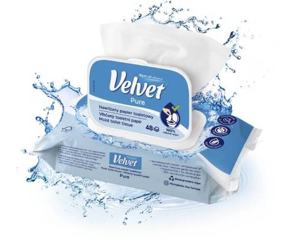 Velvet Pure Nawilżany papier toaletowy 48 sztuki