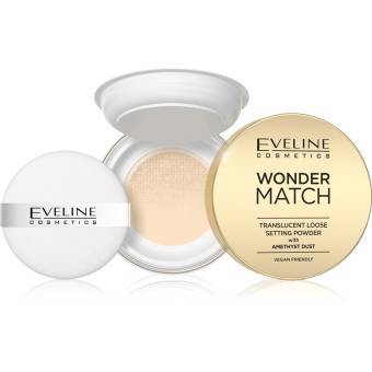 Wonder Match Puder utrwalający z ametystowym pyłkiem Eveline Cosmetics  6 g